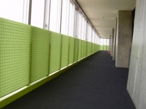 Safety fence at the gym corridor in high school - GS4040 phosphorescent clear type